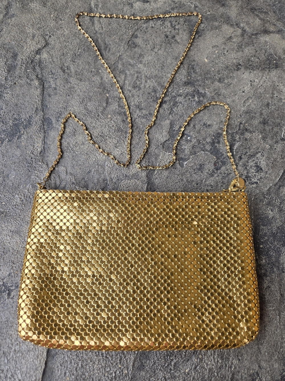 Vintage Gold Metallic Mesh Crossbody Bag